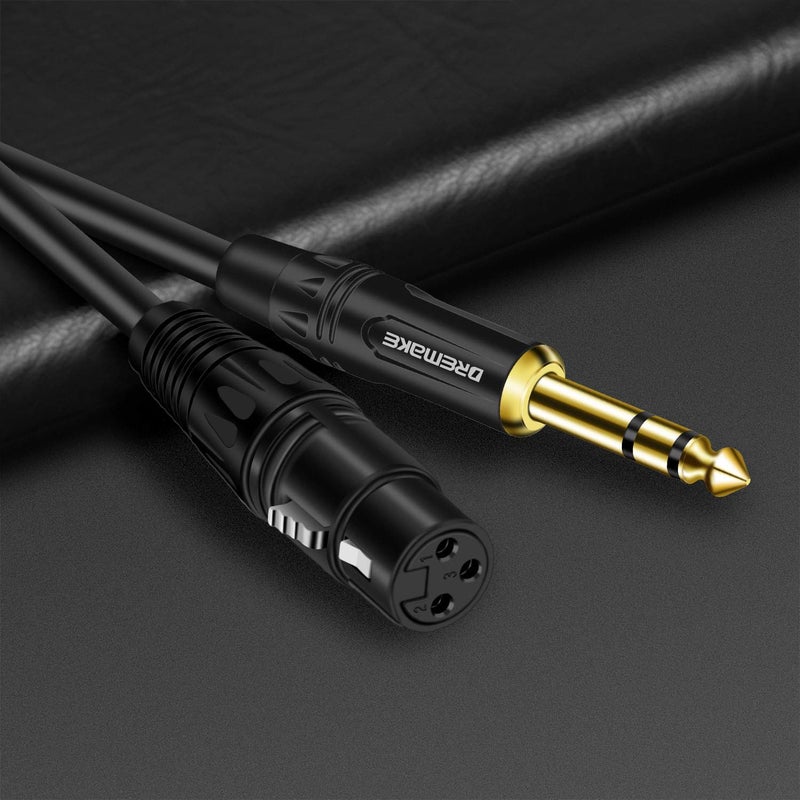 DREMAKE Balanced Cable 20 Foot TRS 6.35mm (1/4 Inch) Male to XLR Female Mic Cable for Amplifier, Speakers - Black - Image 3